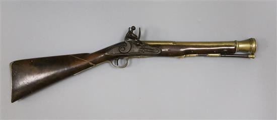 A late 18th / early 19th century Irish brass barrelled blunderbuss, 30.5in.